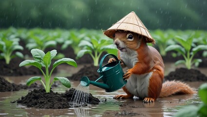 squirrel in the garden generative Al