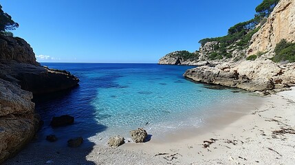 Beautiful Coastal Beach Scene in Sunny Mediterranean