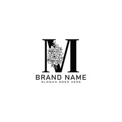 M Letter logo. M with nature beauty unique style concept. M Monogram initials perfectly for wedding invitations, greeting card, logo, poster.