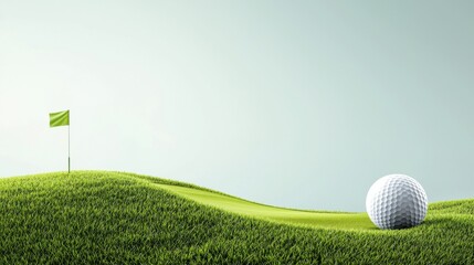 Obraz premium Golf ball on green hill outdoor course sport photography scenic view