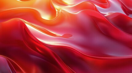 Fototapeta premium Vibrant red waves with smooth texture flowing under bright light