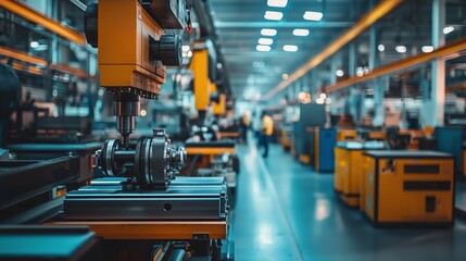 Modern Manufacturing Facility with Precision Machinery in Operation