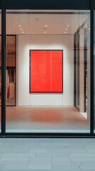 Red signboard in a modern shopping center