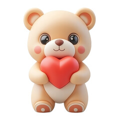 Naklejka premium [Transparent Background PNG]Cute Cartoon Bear Holding a Heart