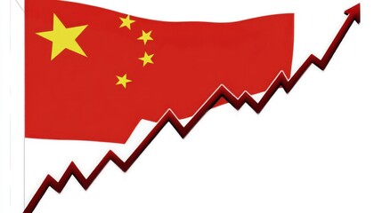 China flag symbolizing economic growth and upward trends in business
