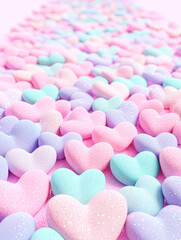 Fototapeta premium Colorful heart-shaped candies sweet treats vibrant background playful atmosphere