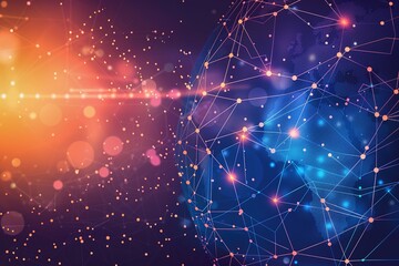Global network connection, digital world, data flow.