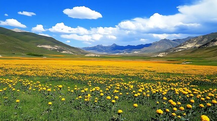 A Vast Field of Yellow Flowers Under a Blue Sky