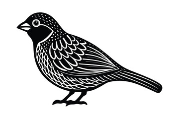 Fototapeta premium Black and white illustration of a stylized sparrow.eps