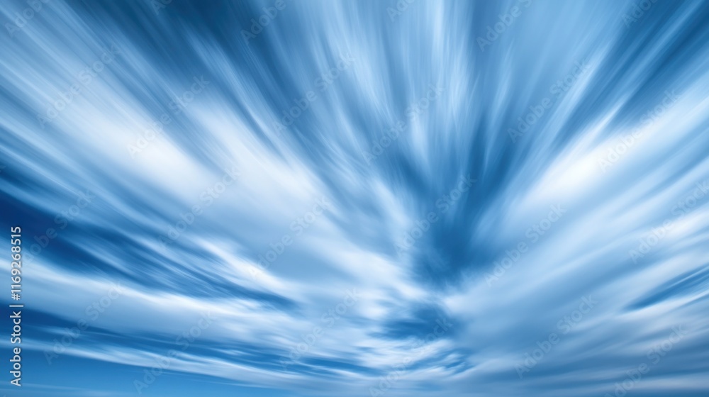 Aufkleber A dynamic sky with streaks of clouds in various shades of blue, creating a sense of motion.