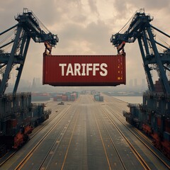 Impact of Tariffs on Global Trade: Shipping Port with Cargo Container Visualizing Economic Implications and Trade Barriers in World Commerce and Import Export Industries