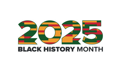 Black History Month 2025. African American History. Celebrated annual. February and October. Poster, card, banner, background. Vector illustration
