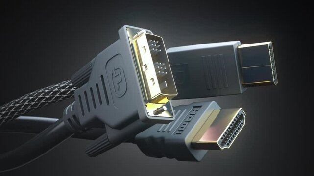 Digital video cables and display connectors. HDMI, Display port and DVI cables.