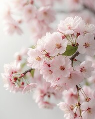Obraz premium Delicate Pink Cherry Blossoms Spring Flower Cluster Bouquet.