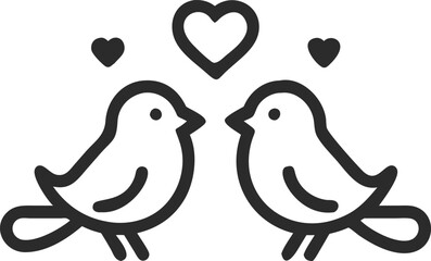 Love birds outline icon set suing black color, Vector illustration design of valentines day element.