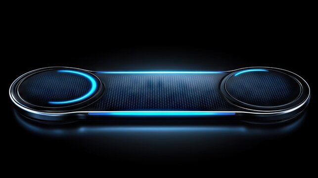 A futuristic control panel with glowing blue accents. Perfect for a sci-fi game interface or music visualizer.