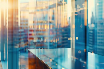 Fototapeta premium Cityscape view from modern office window.