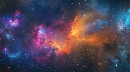 Naklejka premium Panoramic banner with Bright star illuminates the outer rim of a spiral galaxy creating a breathtaking cosmic scene filled with vibrant colors and sense of awe and wonder astrophysics and astronomy