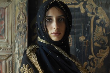 Concept of elegance and sophistication, as the woman's attire