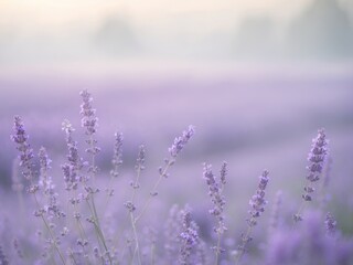 Fototapeta premium Lavender Fields Dreamy Pastel Purple Flowers Soft Focus Background.