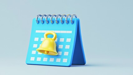 Calendar with notification bell on a clean background emphasizing organization and productivity