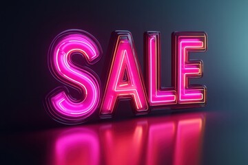 Chunky 3D sale text in vibrant neon hues against a dark backdrop creates a bold visual call to action