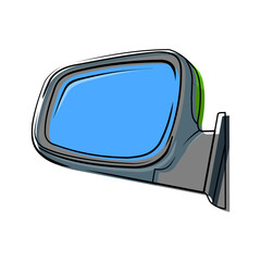 car rearview mirror icon vector graphic design with attractive lines. vehicle parts.
