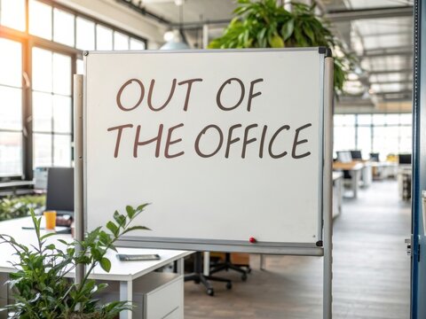 Out of the Office Sign in Modern Workspace