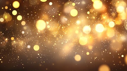 Golden bokeh lights and glittering particles background