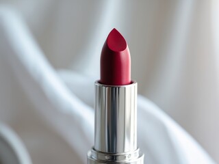 A close up of a lipstick with a silver colored applicator.