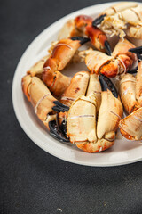 crab claws food seafood fresh tasty dish delicious gourmet food background on the table rustic food top view copy space Vegetarian food pescetarian diet