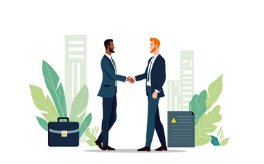 business people shaking hands in the office