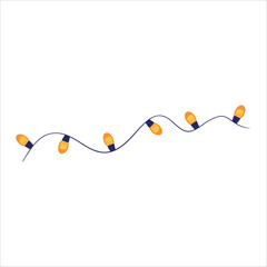 Set Christmas garland in the shape of a Christmas tree. Colored light bulbs. Decoration for the Christmas tree. Vector illustration on a white background.