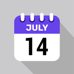 calendar 14 july icon Vector Illustration background.