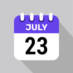 calendar 23 july icon Vector Illustration background.