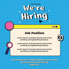 We are hiring. Flat design we're hiring creative concept. Anyone can use this design easily. Promotional web banners for social media. - Vector.