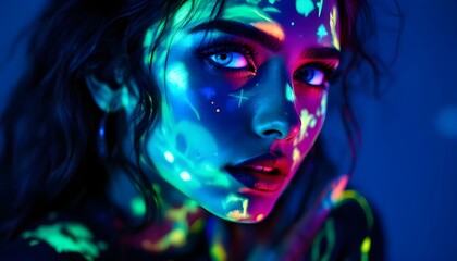 Fototapeta premium Ultraviolet photography of portraits with luminous paint