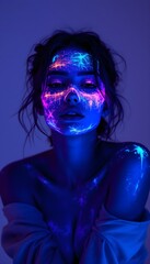 Ultraviolet photography of portraits with luminous paint