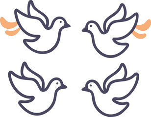 Vector illustration icon of Dove using solid color outline design.