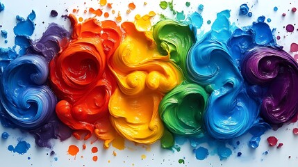 Vibrant Swirls Of Oil Paint In Rainbow Hues