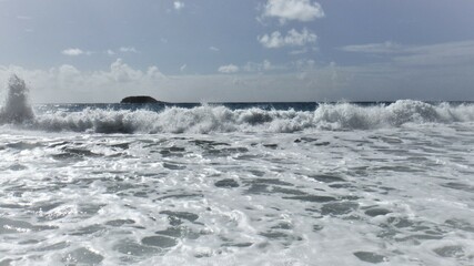 Beautiful sea and beach during a beautiful day in the Frech West Indies, more specifically in Saint-Barthélémy, French territory in the Caribbeans.