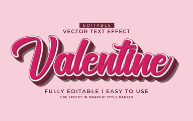 3d editable valentine day text effect typography style template