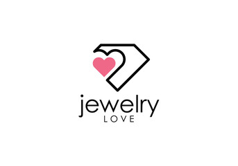 love diamond jewelry logo design concept
