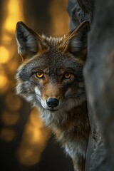Obraz premium Coyotes Eyes: A Majestic Portrait of a Wild Animal