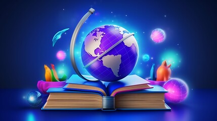 Open Book Globe Knowledge Cosmic Exploration