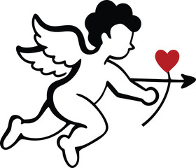 A flying cupid icon vector design and illustration of Valentine's Day element.