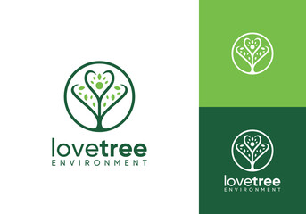 tree love people logo design. simple creative life leaf nature icon vector