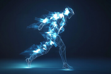 Fototapeta premium graphic of polygon man running with futuristic style.