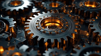 Intricate Machinery: A Close-Up of Interlocking Gears