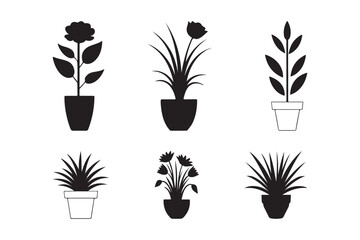 Black and White Indoor Plant Illustrations for Clipart and Printables